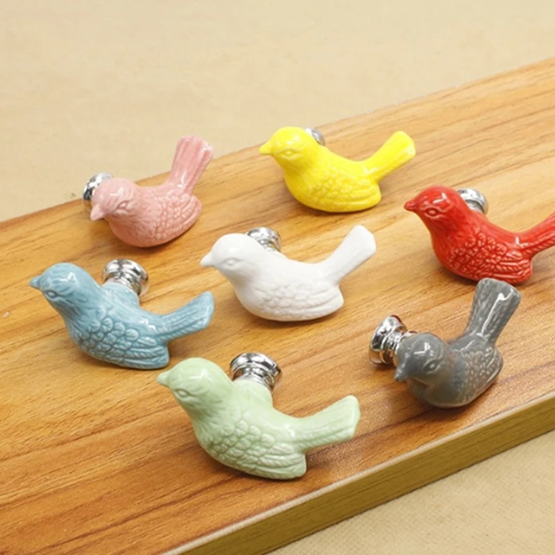 Kids Knob Cute Birds Ceramic Knobs Dresser Knob Drawer Pulls