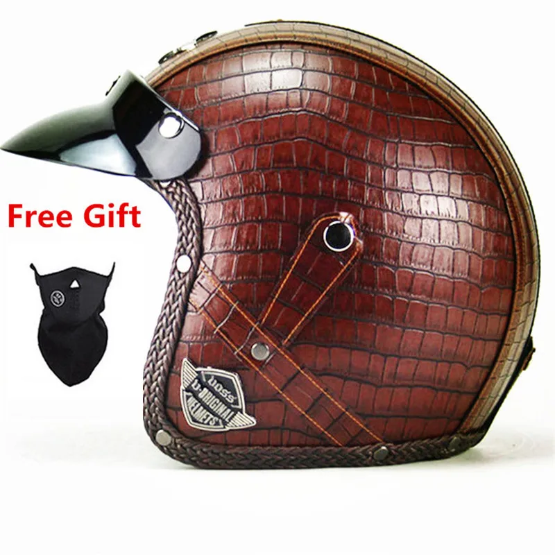 Новый мотоциклетный шлем из синтетической кожи Ретро винтажный Cruiser Chopper Scooter Cafe