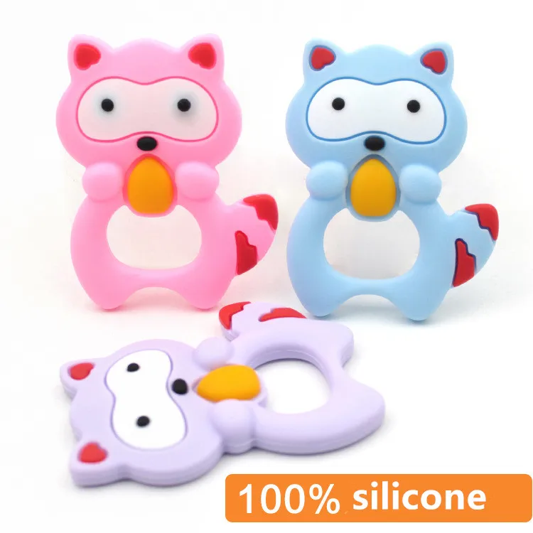 

unicorn Silicone baby Teethers toy Raccoon Baby Ring Teether BPA Free Silicone Chew Charms animal Baby Teething Teeth Gift Toys