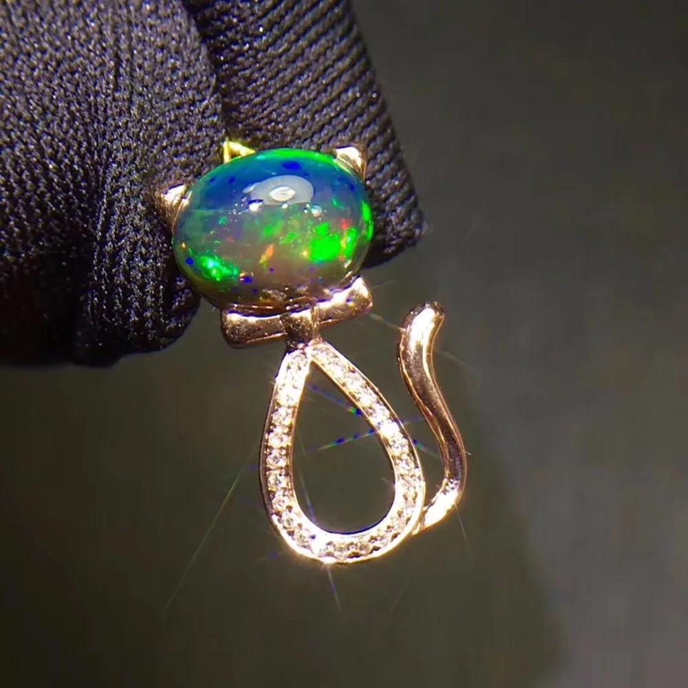 

Fine Jewelry Real 18K Gold AU750 G18K Natural 100% Opal Pendant 1.4ct Gold Diamond Pendant Gemstone Necklaces for Women