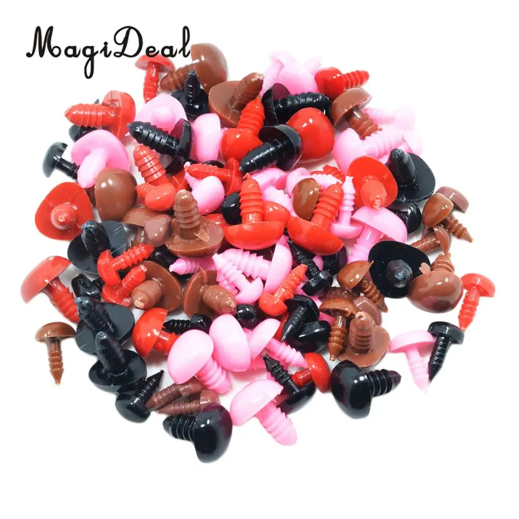  100 Pieces Mixed Color Eyes and Noses for Bear Doll, Puppet, Plush Animal Making Toy Accessories	