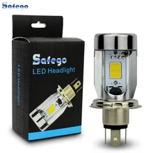 Safego H4 мотоцикл Led головной светильник лампы P43T 6500 к hi короче спереди и длиннее сзади) светильник лампы HS1 20 Вт 2000LM мопед скутер белый 12V
