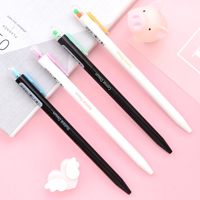 1PCS Carrot Rabbit Press Neutral Pen Gel Pen Creative Black Pen for