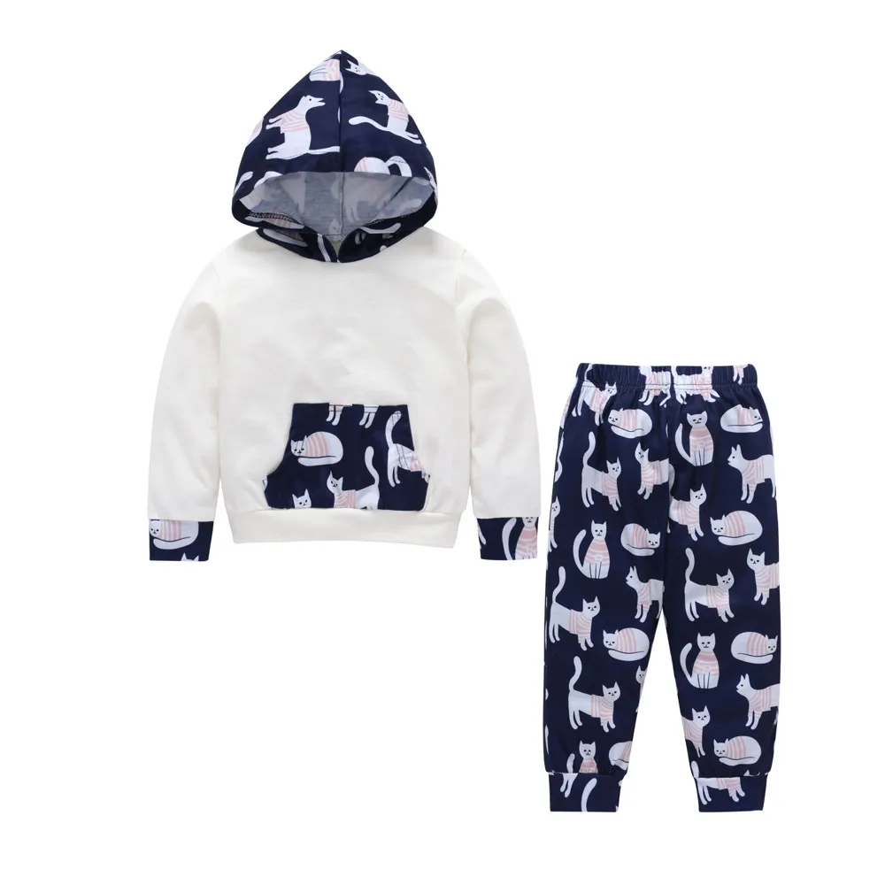 

MUQGEW Autumn/Winter Baby Boy Girl Clothes Kids Hoodies Sweatshirt Clothes Long Sleeve Print Tracksuit +Pants Outfit 12M-5Y