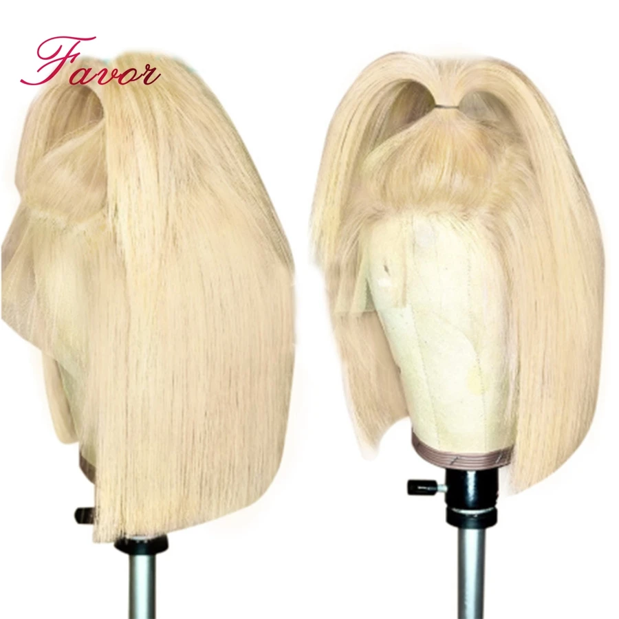 Remy-br-silien-dentelle-avant-perruques-de-cheveux-humains-613-Blonde-coupe-courte-Bob-perruques-de