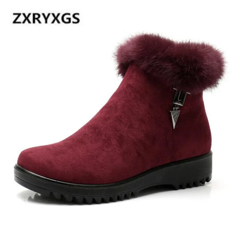 

2018 New Winter Boots Women Shoes Fashion Decoration Matte Leather Boots Woman Non-slip Comfort Warm Plus Velvet Women Boots
