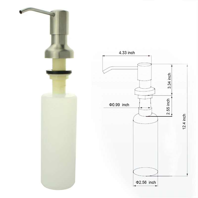 Никель Матовый SUS 304 нержавеющая сталь кухонная раковина дозатор жидкого мыла построить в ручная помпа для бутылей zyq0004