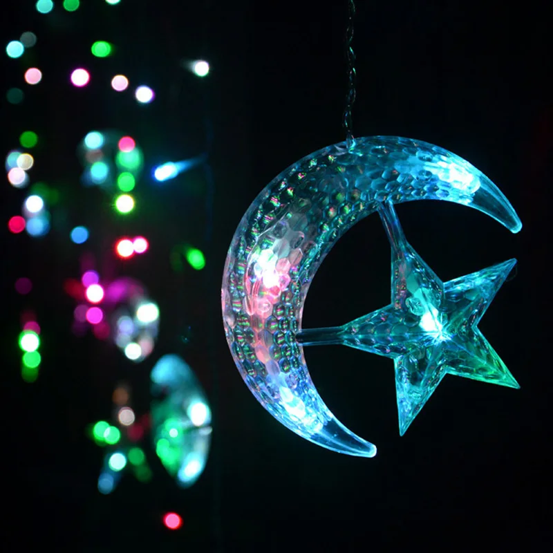 

dikale Led the Moon And Stars Colorful Curtain Light Bar Neon Outdoor Decoration Lights Flashing Lights String Lights Stars