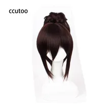 Ccutoo 35 см/14 дюймов женский короткий корпус+ конский хвост синтетические волосы Косплей Полный парик темно-коричневый атака на Титанов Саша блузка парик