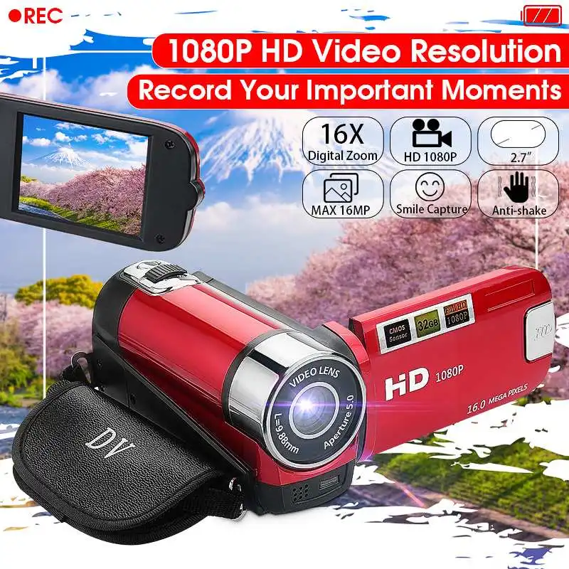 KINCO 16MP 2,7 дюймов FULL HD 1080P lcd Цифровая видеокамера регистратор видеокамера DV 16X зум потребительские видеокамеры