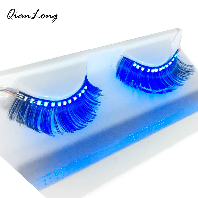

Colorful LED Eyelashes Luminous Shining Eyelash For Christmas Halloween Party Bar Makeup Unisex tEyelid Eyelashes freeshiping