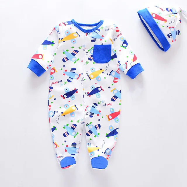 Модные комбинезоны для маленьких мальчиков и девочек, детские пижамы с шапкой, комплекты детской одежды из хлопка - Цвет: baby sets 2013