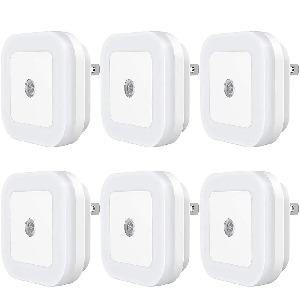 

6pcs Plug-in LED Night Light 110V-220V 0.5W With Dusk-to-Dawn Sensor For Bedroom Bathroom Hallway Kitchen Stairs Lighting Tools