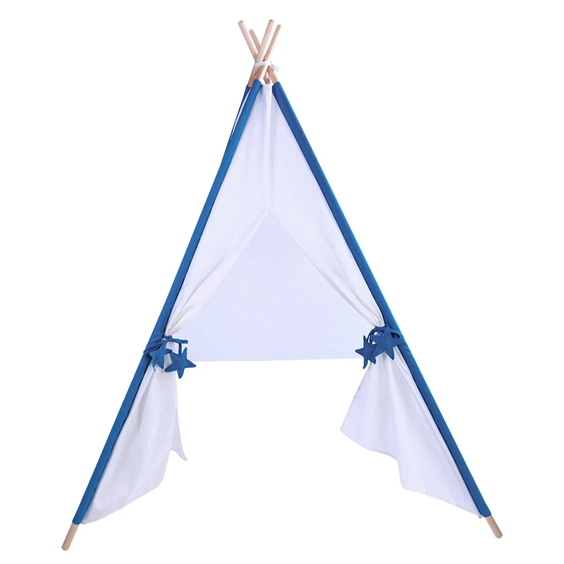 Детская палатка Tipi из ткани Оксфорд, Детская Вигвама, домик для детей Wigwam, игровая комната для детей, игрушки, реквизит для фотосъемки - Цвет: Blue