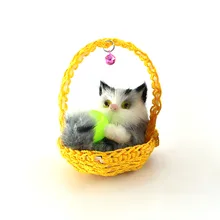 Cute Simulation Playing Ball kitten in the Basket Plush Dolls soft Cats Toys With a frame Kids Toys Decorations Birthday Gift