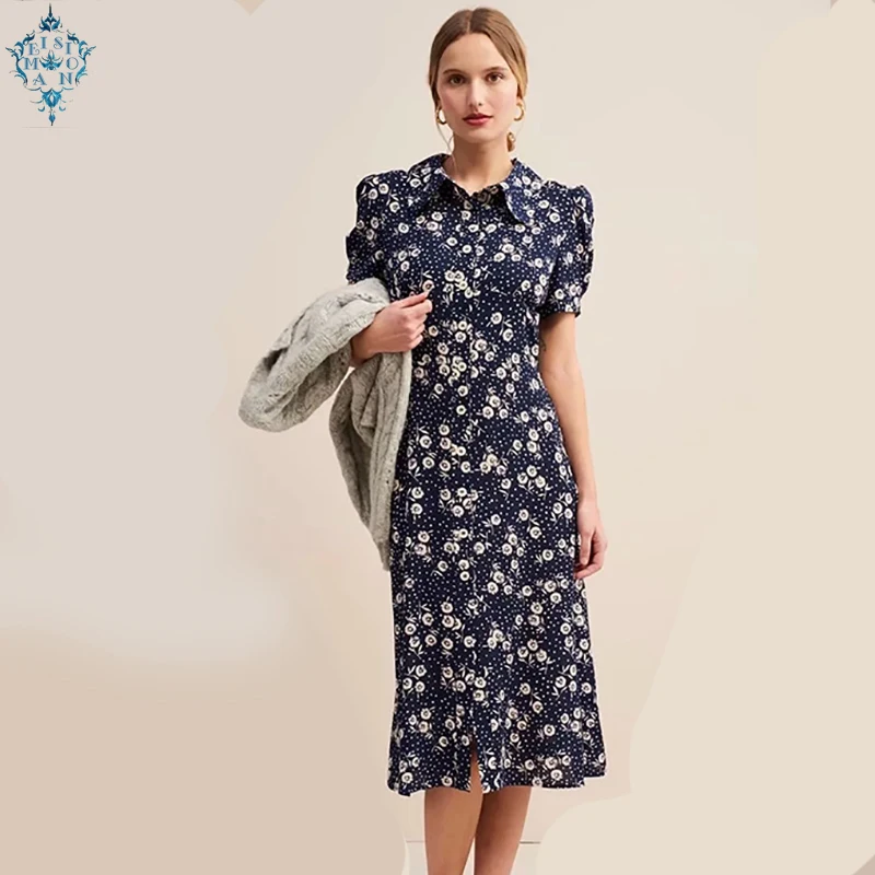 Bazaleas Франция приталенные vestidos центральные значки струящаяся винтажное платье