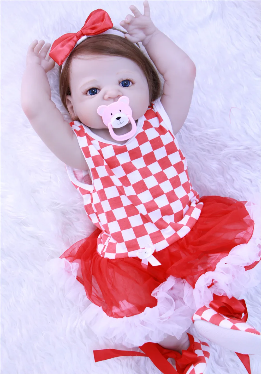 

23" Full body silicone vinyl reborn Toy Lifelike modeling Real touch sleeping princess dolls baby Child play house briquedos