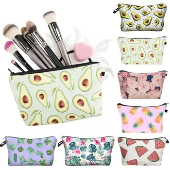 

Fashion Portable Plant Fruit Printed Women Makeup Bags Travel Cosmetic Storage Pouch