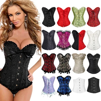 

BIG SALE Satin Bone Lace Up Steampunk Corset Sexy Bustier Women Corselet Corset Bustier Corset Overbust Slim Corset Straples