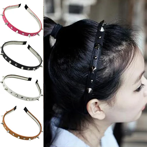 Hot Womens Lady Girls Multied color Spike Rivets Studded Headband Hair Band Party Band Punk Women