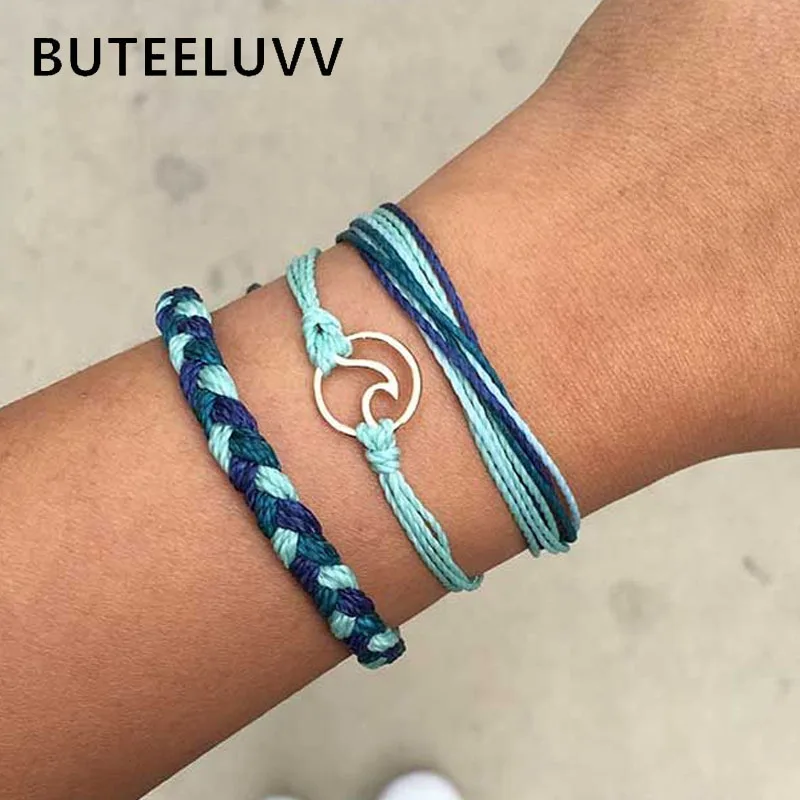 BUTEELUVV богемный Плетеный веревочный браслет для женщин Винтажный серебряный цвет