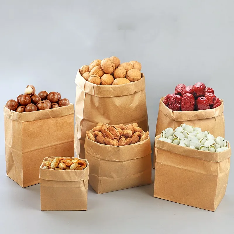 100pcs Kraft Paper Bag Gift Bags Candy Cookie Bread Nuts Bag For