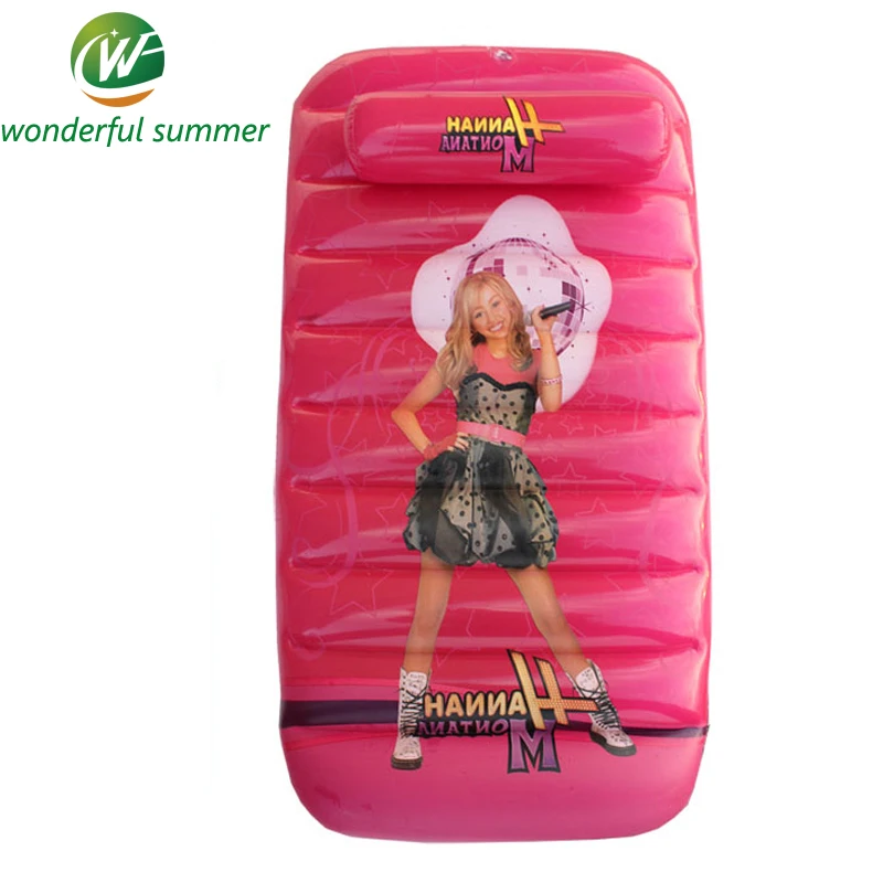  90*50*20cm Red Cartoon Girl Princess Pool Floating Row Swim Raft Children Inflatable Borad Bed With
