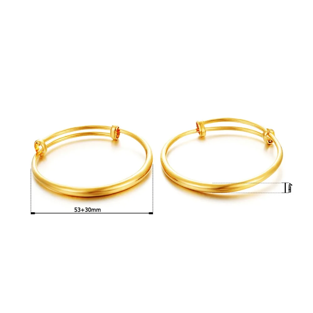 Ethlyn 2pcs/lot  Classical Smooth Lucky Baby Newbaby Gold Color Kids Adjustable Bangle Bracelet Best Children Gifts  B147 3