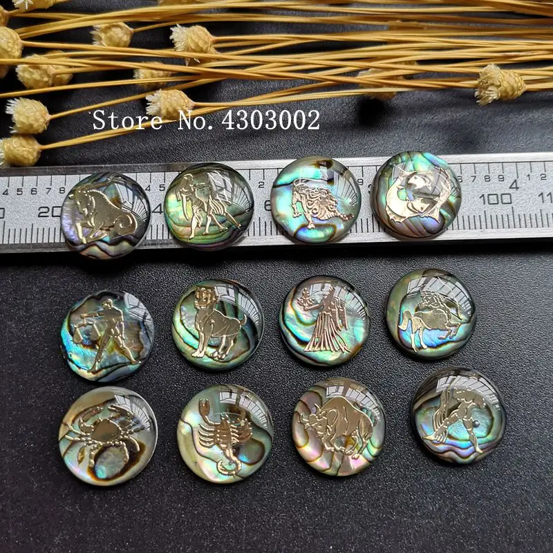 

5sets/lot 12 Zodiac & Horoscope Natural Mother of Pearl Shell for DIY Necklace Jewelry Zodiac MOP Pearl Shell for Jewelry