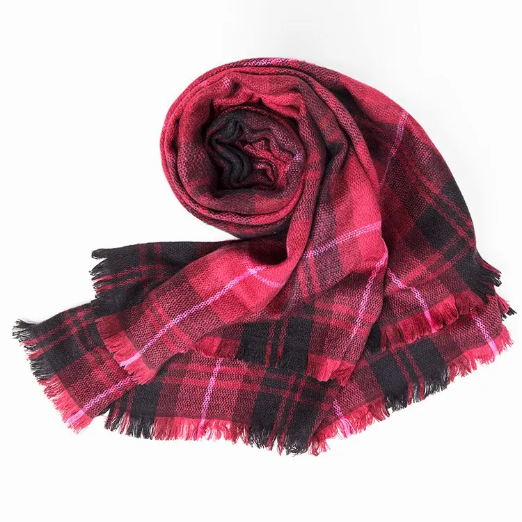 Роскошная Брендовая женская клетчатая шаль и обертывания, зимний шарф, женский большой шарф, теплый шерстяной шарф из пашмины с кисточками - Цвет: As Picture