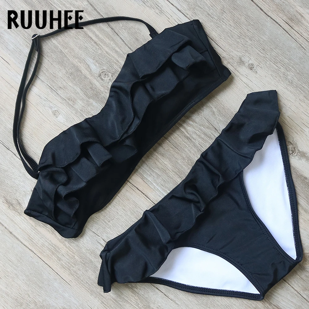 

RUUHEE Bikini Push Up Swimwear Women Swimsuit Bathing Suit 2017 Solid Color Bikini Set Maillot De Bain Biquini Female Beachwear