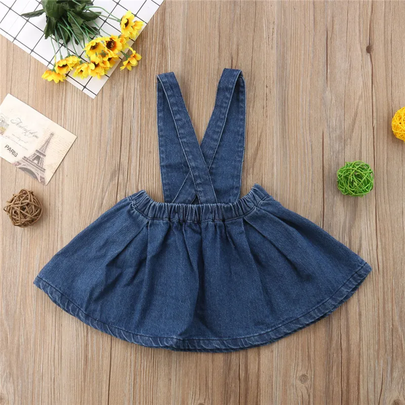 Модная детская одежда для маленьких девочек джинсовые юбка-пачка комбинезоны мини ремень юбки праздничная одежда