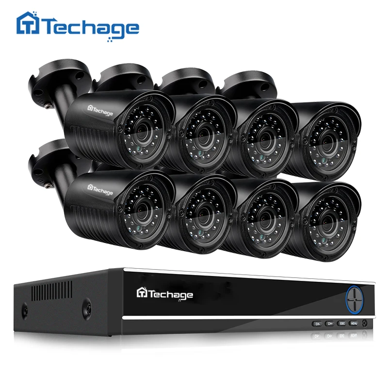 Techage 8CH 720P AHD CCTV система DVR комплект 8 шт. 1.0MP 1200TVL ИК наружная Водонепроницаемая