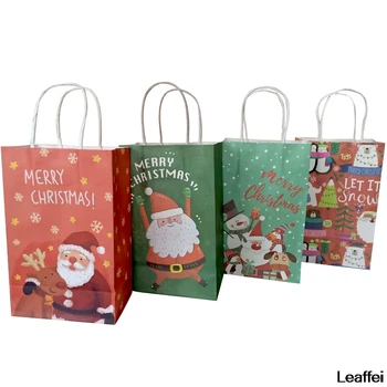 

10Pcs/lot 21X13X8cm Christmas gift Paper Bag Multifuntion Festival bags with Handles Christmas Party Supply For Party