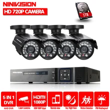 NINIVISION 4CH AHD 1080P HDMI 1.0MP 2000TVL Проводная система камер домашней безопасности комплект 4CH 1080P AHD CCTV DVR 720P Водонепроницаемая camaera