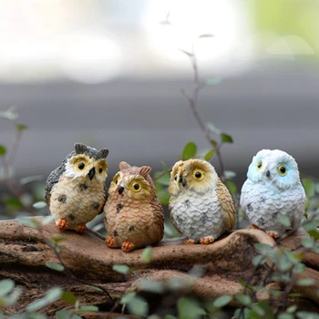 

OOTDTY Resin Ute Owl Mini Dollhouse Bonsai Craft Garden Ornament DIY Plant Pots Fairy Garden Patio decor Drop Shipping