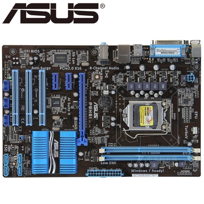 Настольная Материнская плата Asus P8H61 разъем LGA 1155 i3 i5 i7 DDR3 16 ГБ UEFI BIOS ATX оригинальная