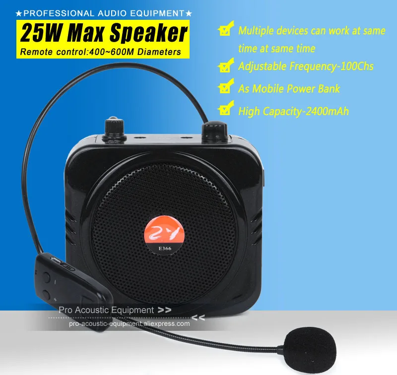 48W Waistband Voice Amplifier Booster MP3 Speaker Teacher Coach Guide Megaphone
