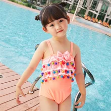 Новые дети купальники милый розовый Orange сиамские купальный костюм для девочек; купальный костюм