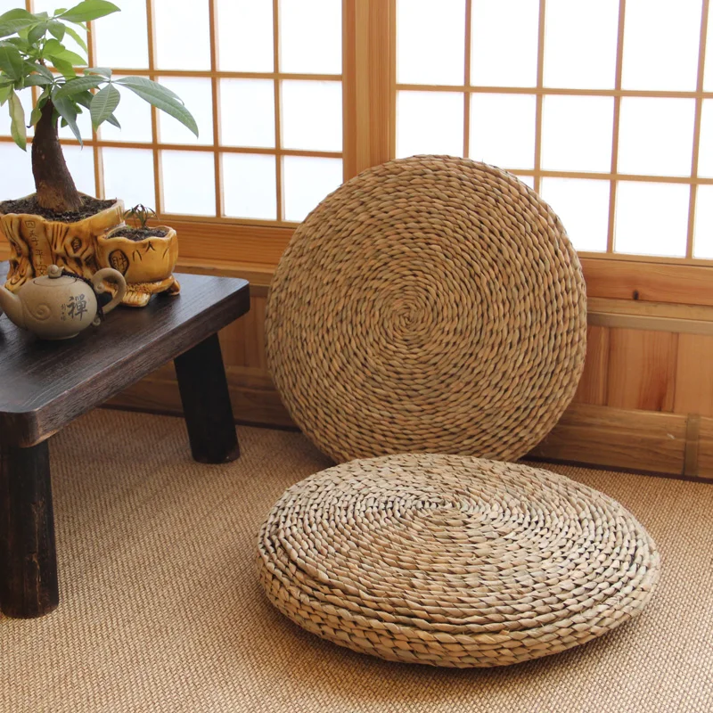 Japan Style Grass Weaving Round Thicken Cushion Tatami/Yoga /meditation