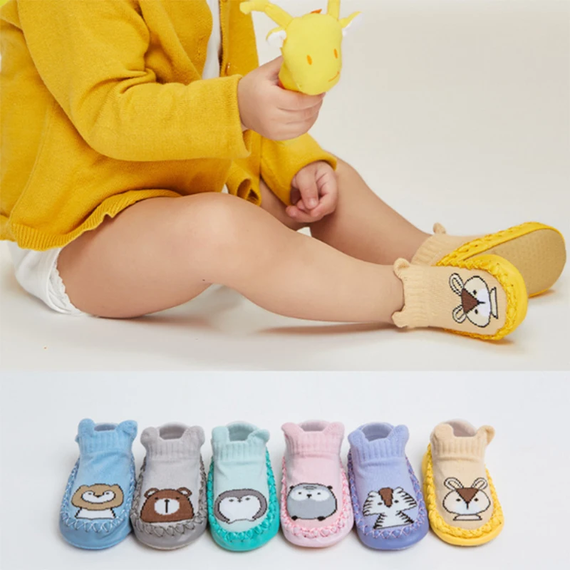 

Baby socks Children Infant Cartoon Animal Socks Toddler Indoor Home Socks Soft PU Leather Sole Sock Anti-slip Slippers0226