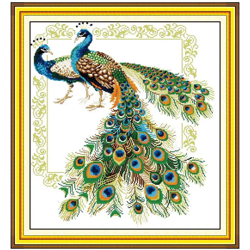 Набор для вышивки крестиком 14/16/18/27/28 Lucky Peacocks | Дом и сад
