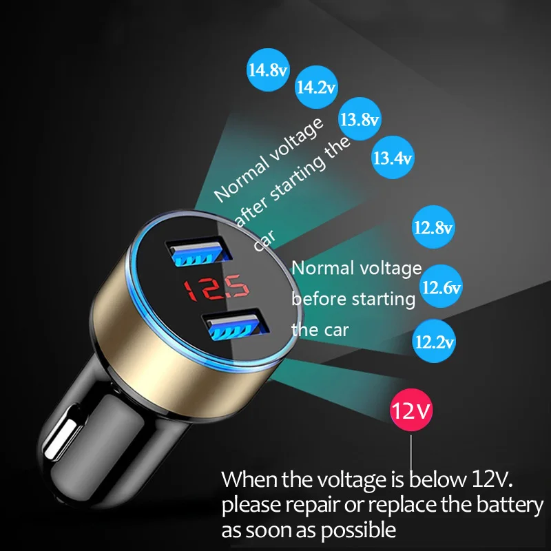 شاحن سيارة 3.1A المزدوج USB نوع C هاتف ذكي مركبة سيارة-شاحن الرقمية LED الجهد عرض Chargeur دي الحنطور شاحن كوشي