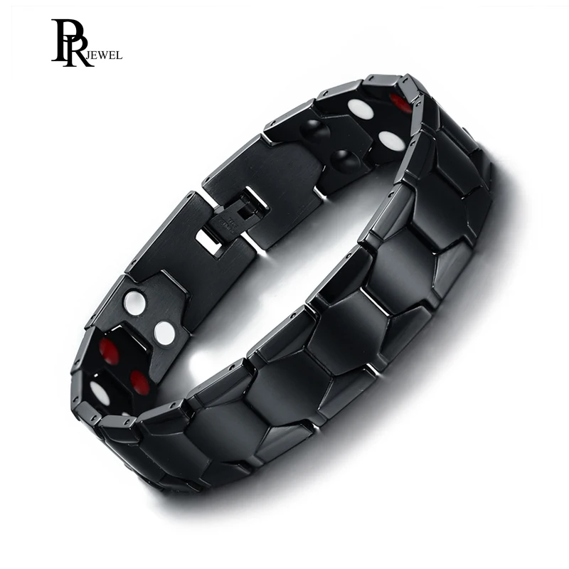 

Double Strength 4 Element Titanium Magnetic Therapy Bracelet for Arthritis Pain Relief Black Colour Adjustable for Men