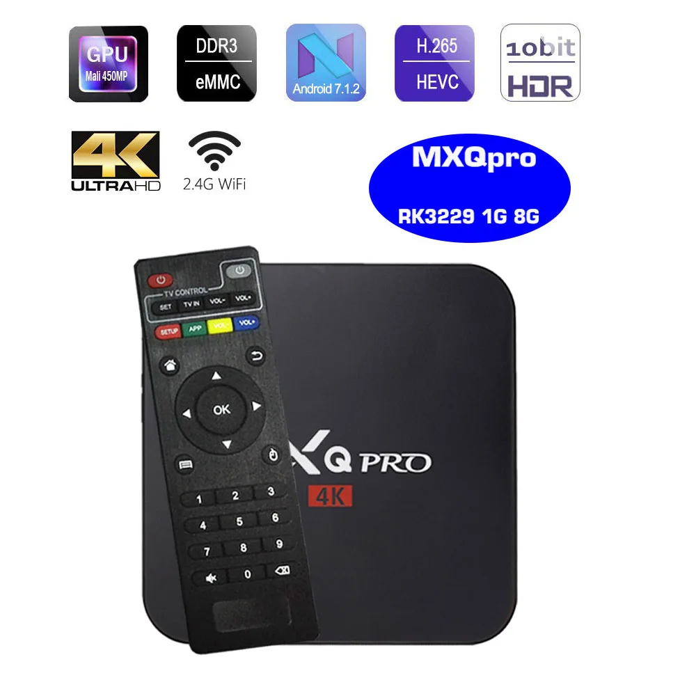 

Good price MXQ Android 7.1 1GB 8GB RK3329 4K android Tv box Quad Core 2.4G WiFi Media Player smart tv box android tv box pk X96
