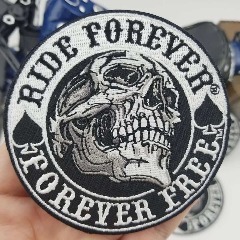 Spade Skull Ride free Outlaw Anarchy biker Patch custom biker military patches text cool garment labels clothing decoration (5)