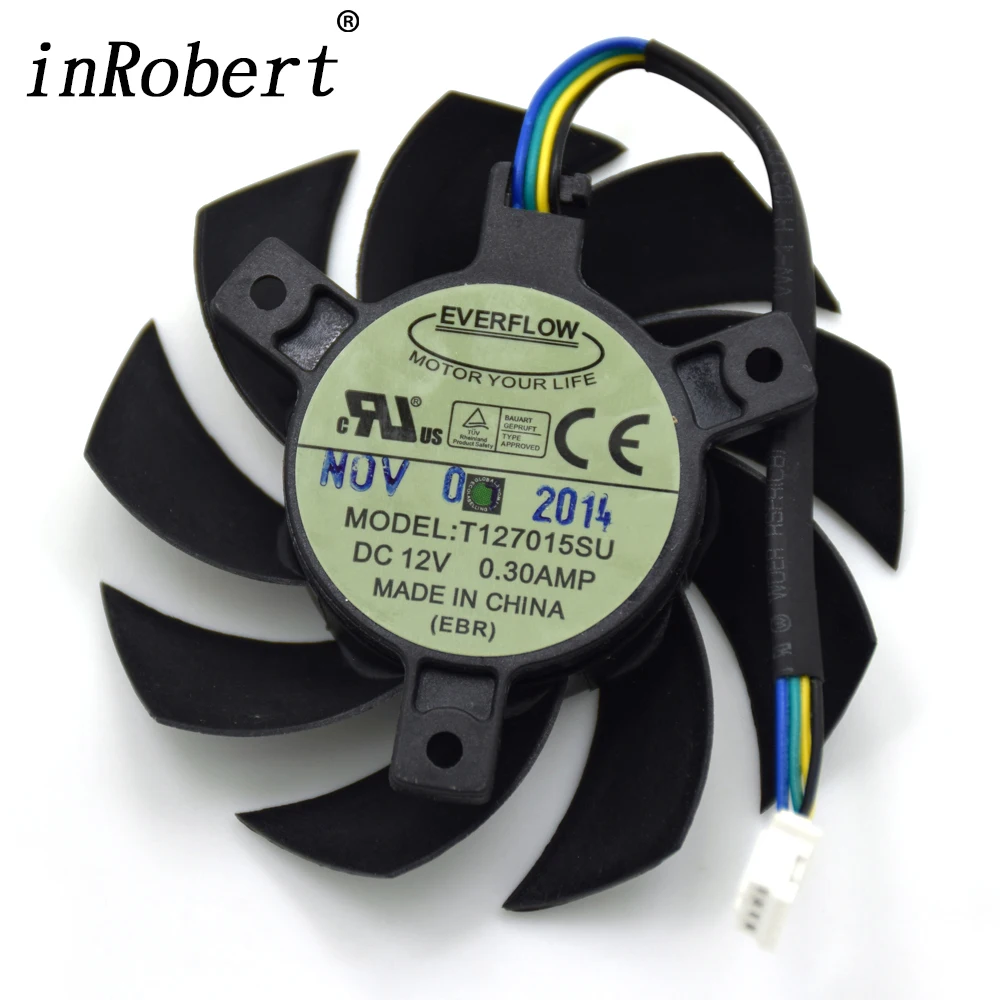 

Everflow T127015SU 65MM DC 12V 0.30A 4P Cooler Fan Replace For ASUS Graphics Card Cooling Fan 40*40*40MM