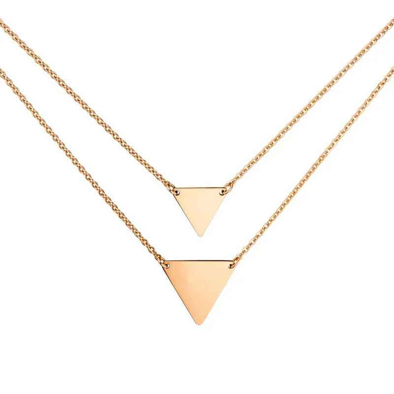 DOUBLE LAYER TRIANGLE NECKLACE ROSE GOLD
