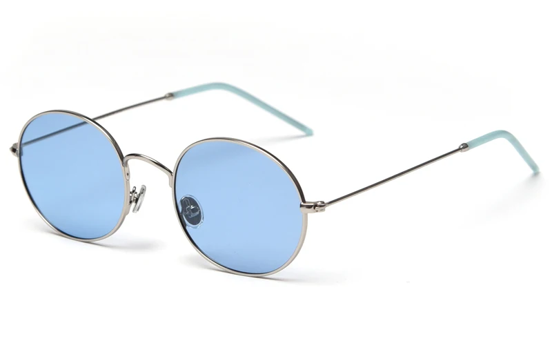 Peekaboo маленькие Овальные Солнцезащитные очки женские поляризованные uv400 металлическая оправа Круглые Солнцезащитные очки для мужчин красный оранжевый синий Летний стиль - Цвет линз: silver with blue