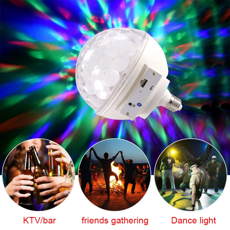 Светодиодный светильник E27 RGB, меняющий цвет, USB, Звуковое управление, лампа для свадебной вечеринки, KTV Home QJS Shop